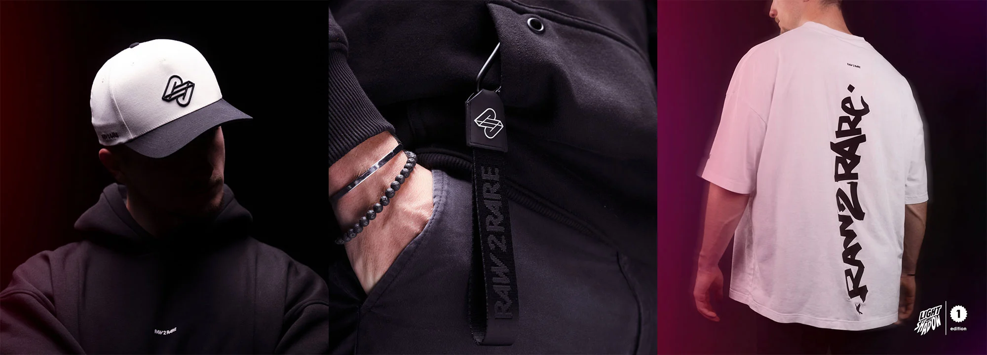 RAW2RARE Apparel – Cap, Keychain & Shirt – 1st Edition RAW2RARE Cap, Keychain und White Tee aus der 1st Edition Kollektion